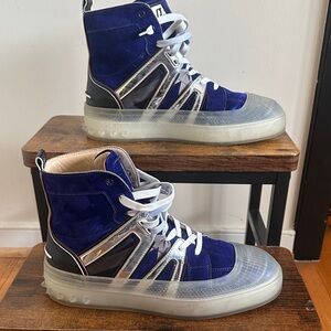 Christian Louboutin Blue and Silver Athletic High-Tops